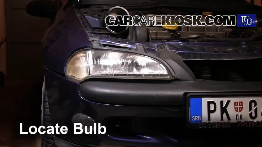 1999 Opel Tigra 1.4i 1.4L 4 Cyl. Lights Highbeam (replace bulb)